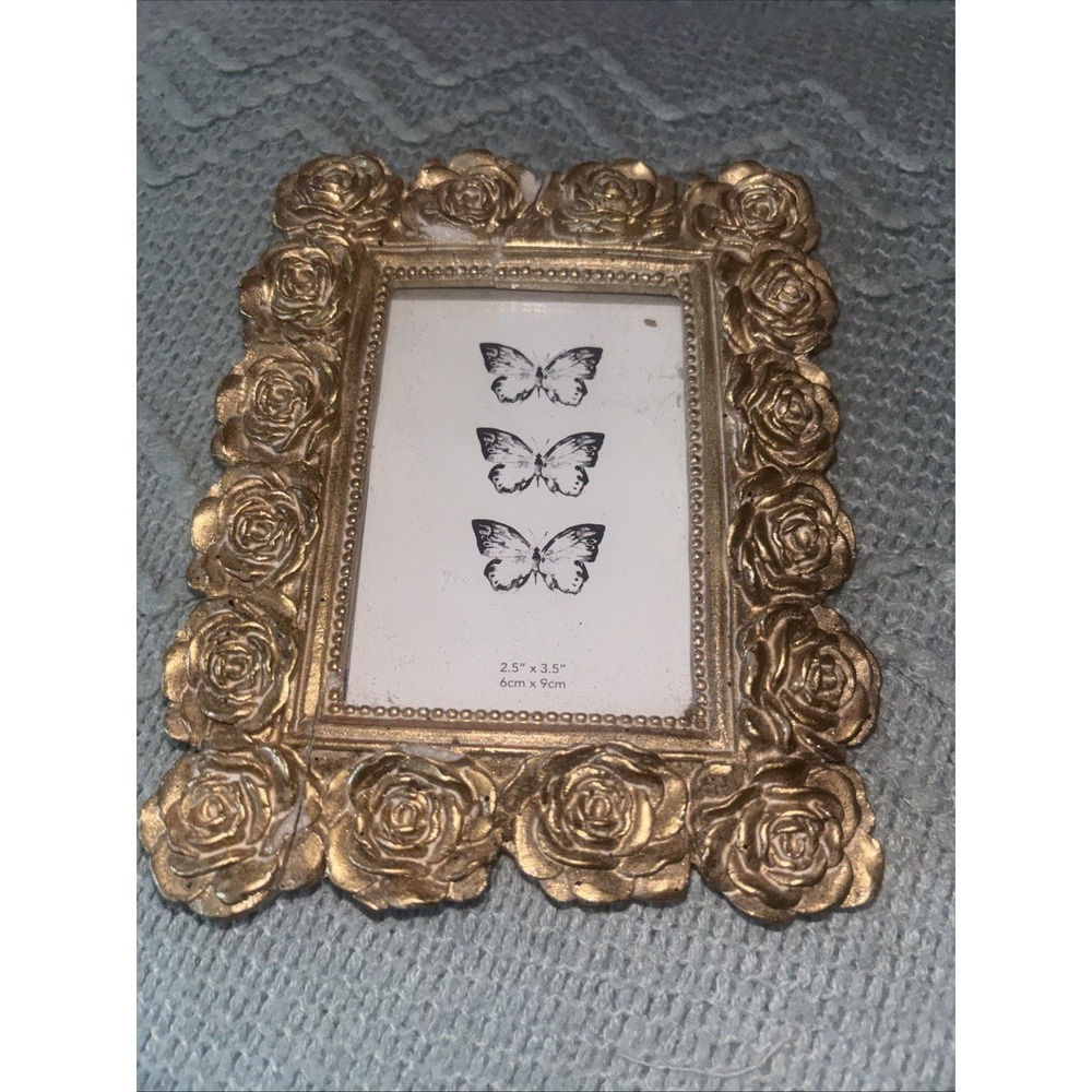Victorian Style Gold Ornate Rose Frame 4.5"x 6" Shabby Chic Decor